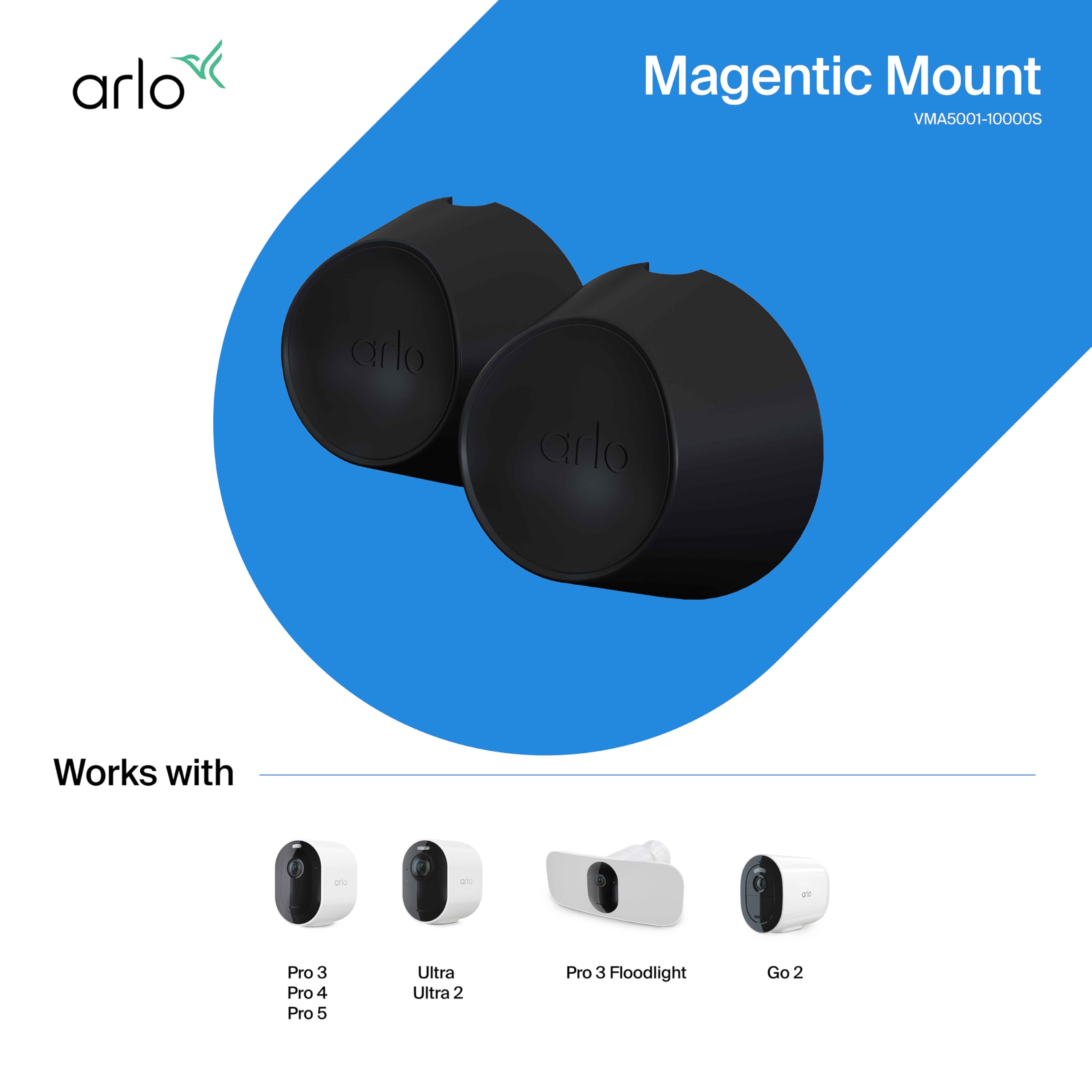 Arlo Magnetic Wall Mounts - Arlo Certified Accessory - Set Of 2, Indoor Or Outdoor Use, Works With Arlo Pro 5S 2K, Pro 4, Pro 3,
