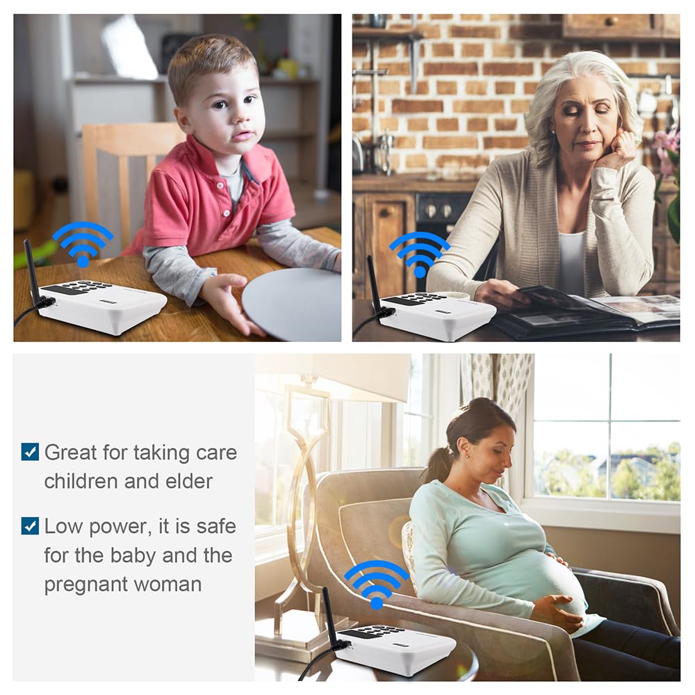 Wuloo Intercoms Wireless For Home 1 Mile Range 22 Channel 100 Digital Code Display Screen, Wireless Intercom System For Home House Business Office, Room To Room Intercom Communication(2Station, White)