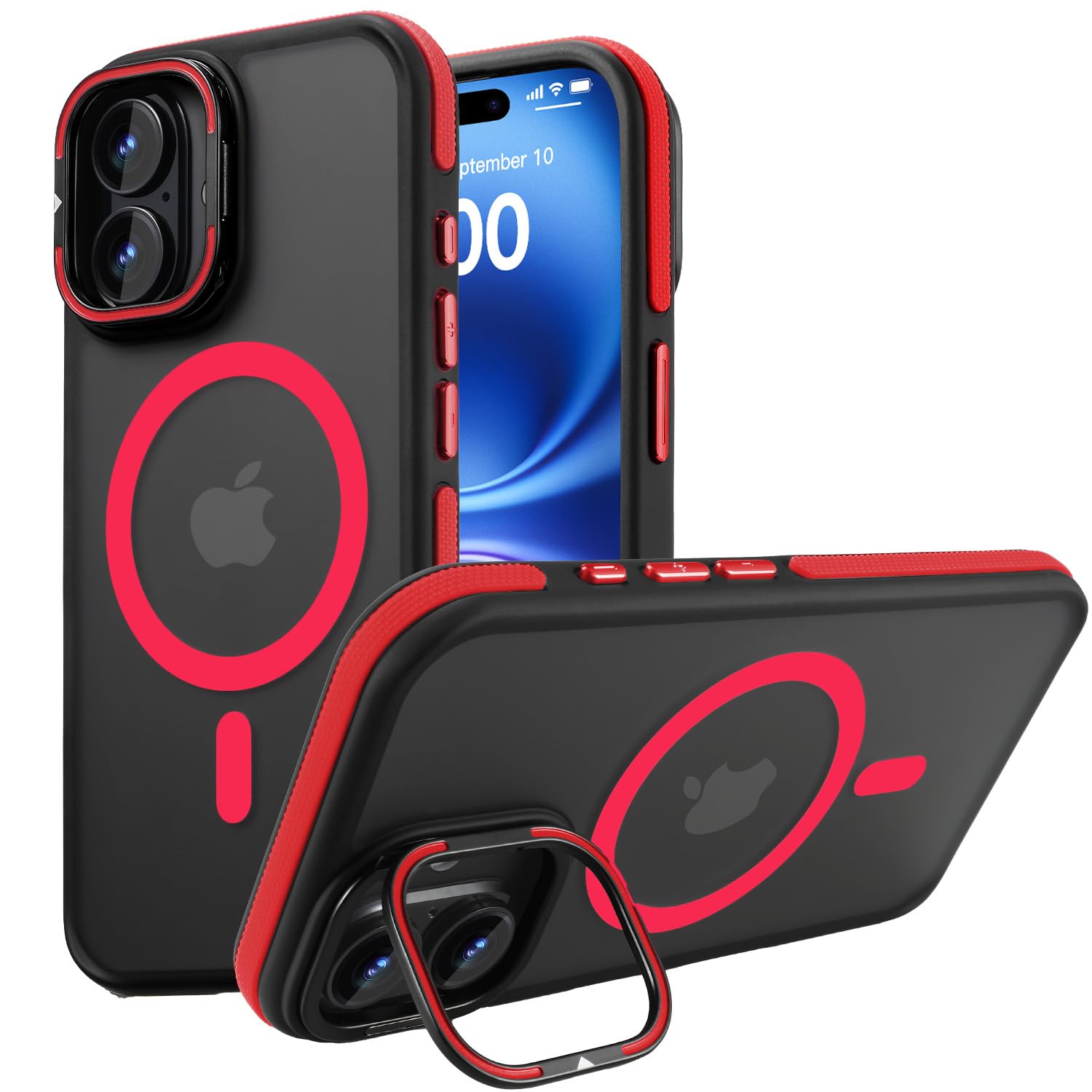 Yzoiko Magnetic Case For Iphone 16 [10Ft Military Grade Protection] Built In Camera Stand Phone Case, Compatible With Fit Magsaf