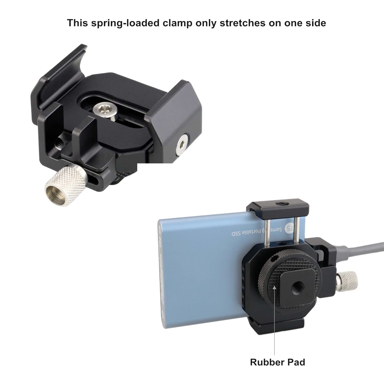 Magicrig Ssd Mount Bracket With Usb C Cable Clamp For Samsung T5 /T7 Ssd, For Sandisk Ssd, Compatible With Bmpcc 4K /6K /6K Pro