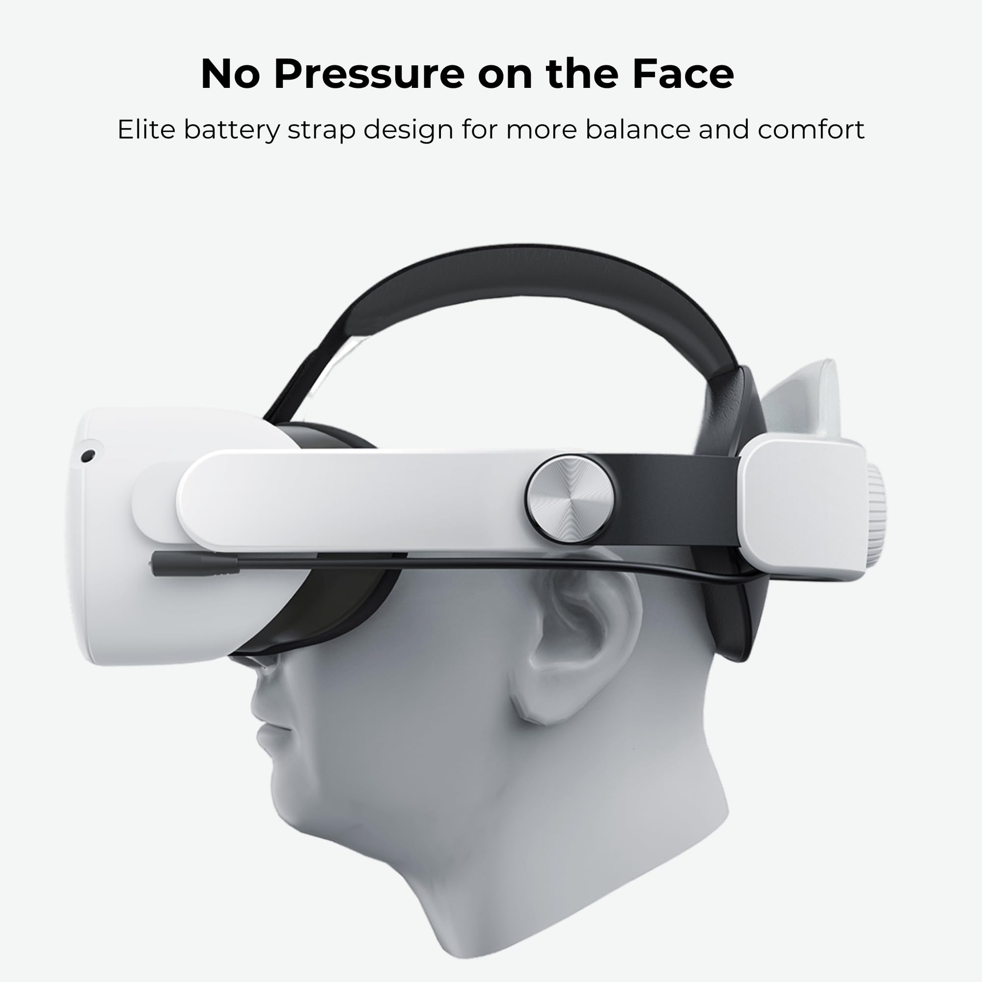 Geekvr Battery Head Strap For Quest 2 With 2 Detachable Battery, Replacement Elite Strap With Battery, Hot Swappable 5000Mah Suc