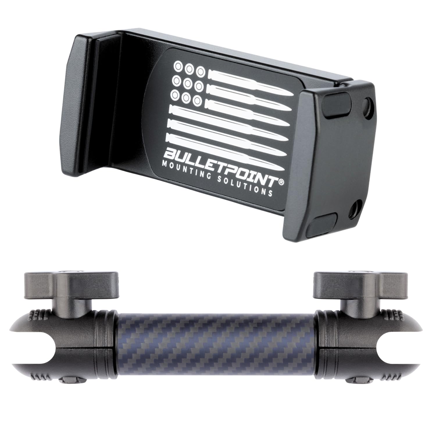 Bulletpoint Dash Mount Cell Phone Holder With 7Cm Carbon Fiber + Kevlar Mounting Arm Compatible With Iphone And Android Smartpho