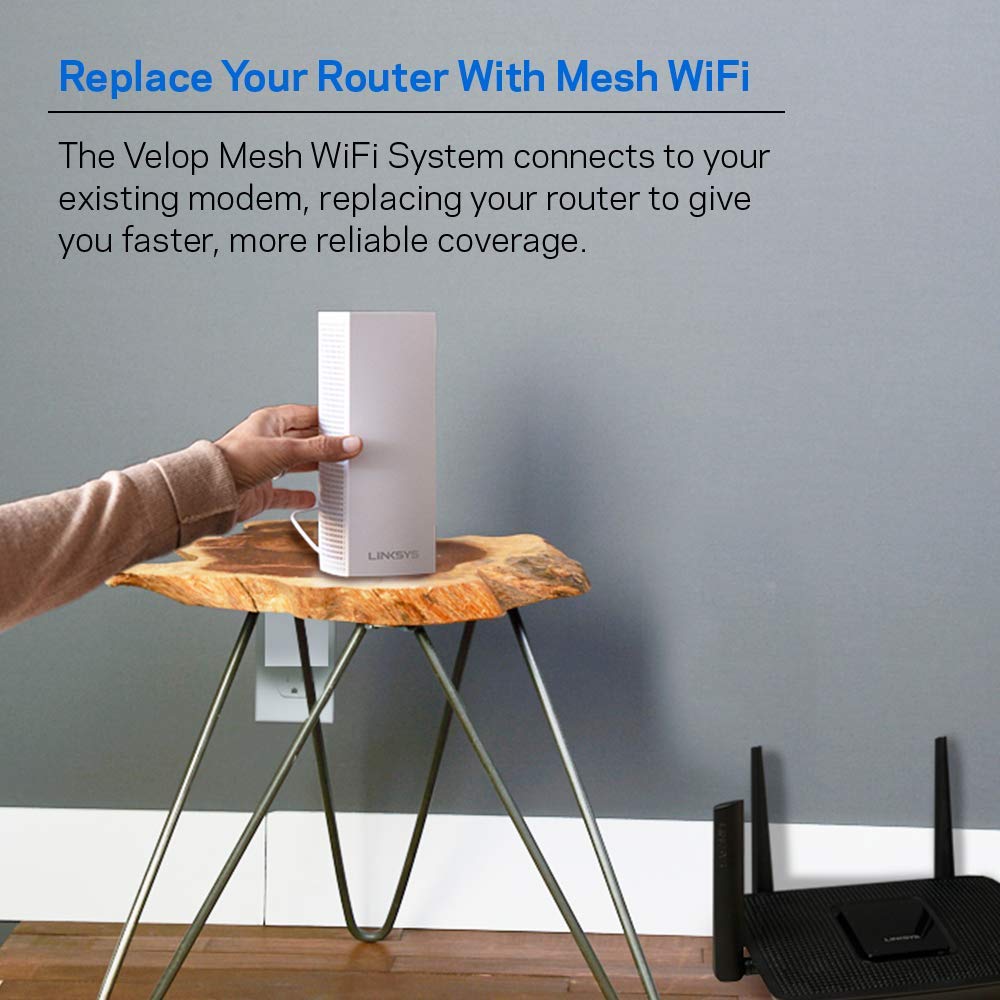 Linksys Whw0301 Velop Intelligent Mesh Wifi System: Ac2200 Tri Band Wi Fi Router, Wireless Network For Full Speed Home Coverage