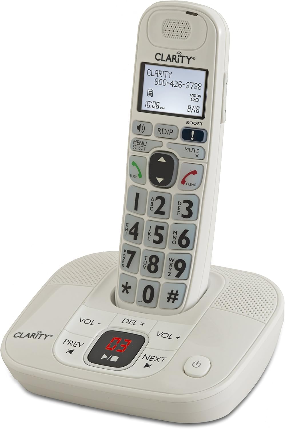 Clarity Phone D712, DECT 6.0 Cordless Landline Phone with Answering Machine, Big Button Amplified Phone, 30dB Sound Boost, TCoi