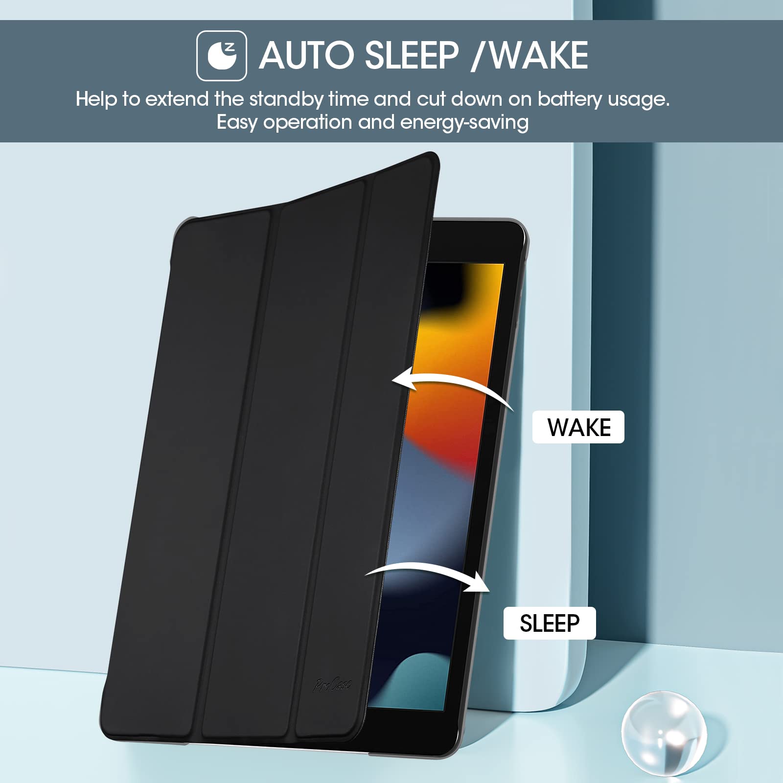 Procase For Ipad 9Th Generation 2021/ Ipad 8Th Generation 2020/ Ipad 7Th Generation 2019 Case, Ipad 10.2 Case Ipad Cover 9Th Generation  Shadowblack