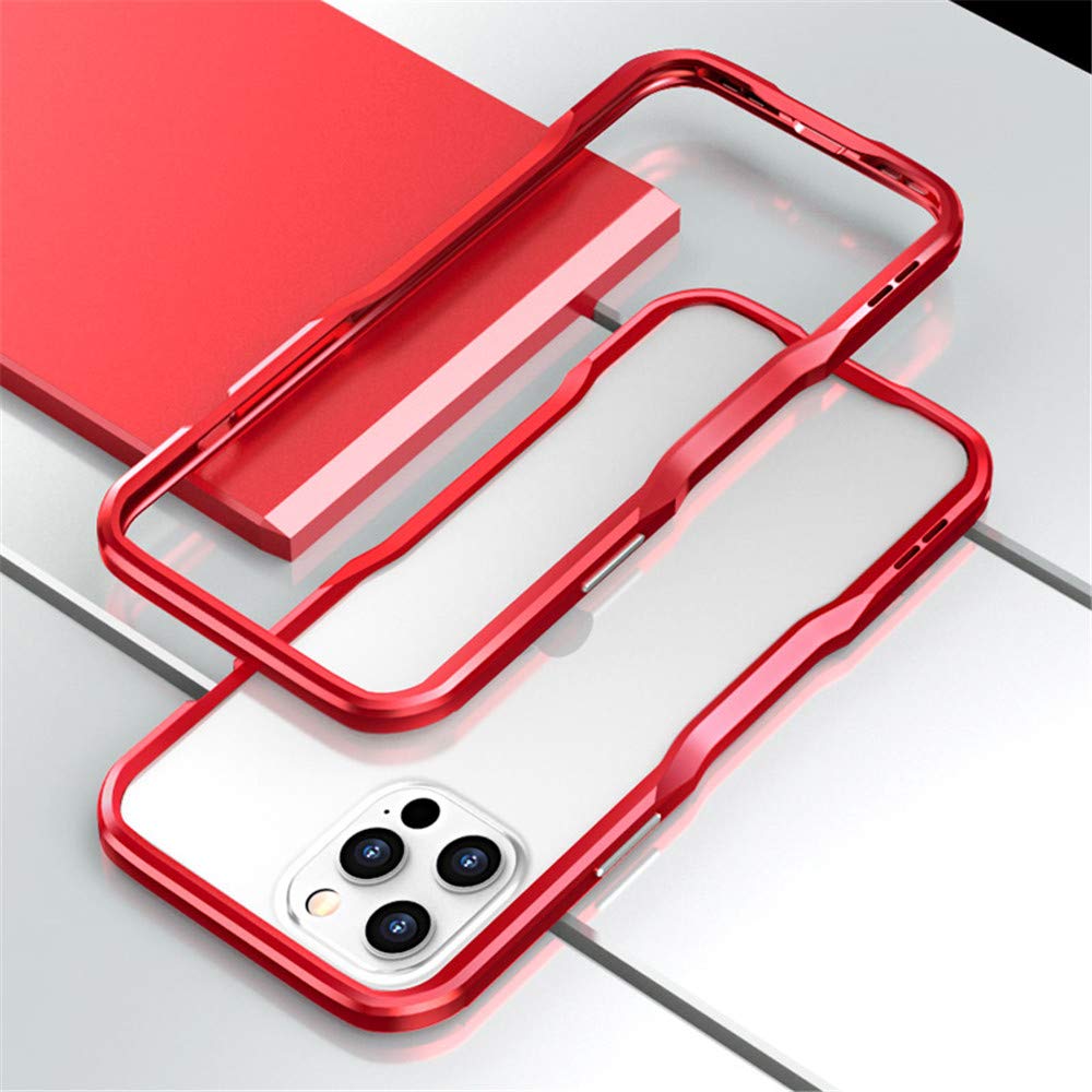 Iphone 13 Pro Max Aluminum Bumpers Bumper Case Metal Frame Bumper Cover Shock Absorbent Slim Cool Design (13Promax, Red)