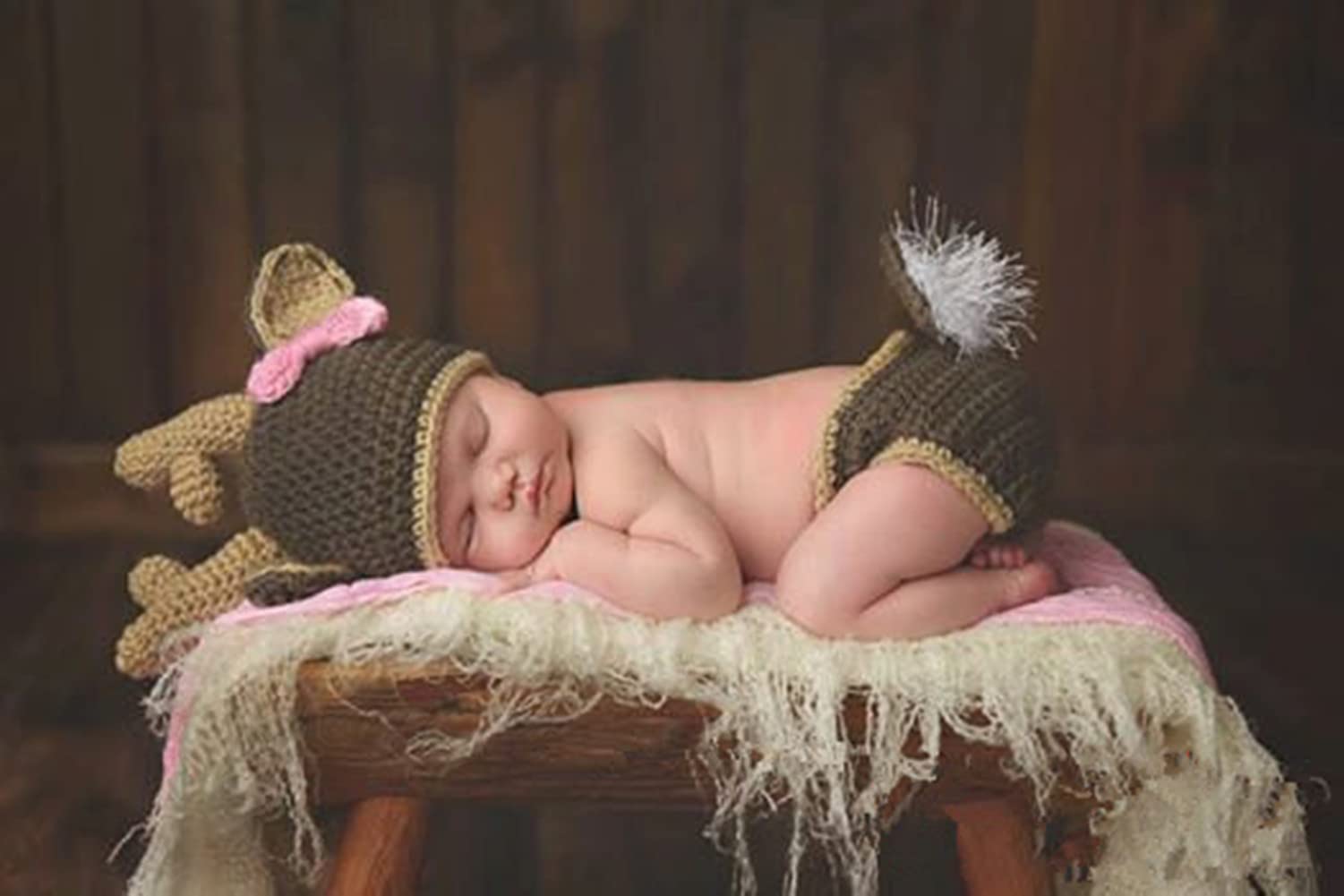 Coberllus Newborn Photography Props Christmas Deer Bonnet Hat & Pants For Boy Girls Photo Shoot Prop Outfit
