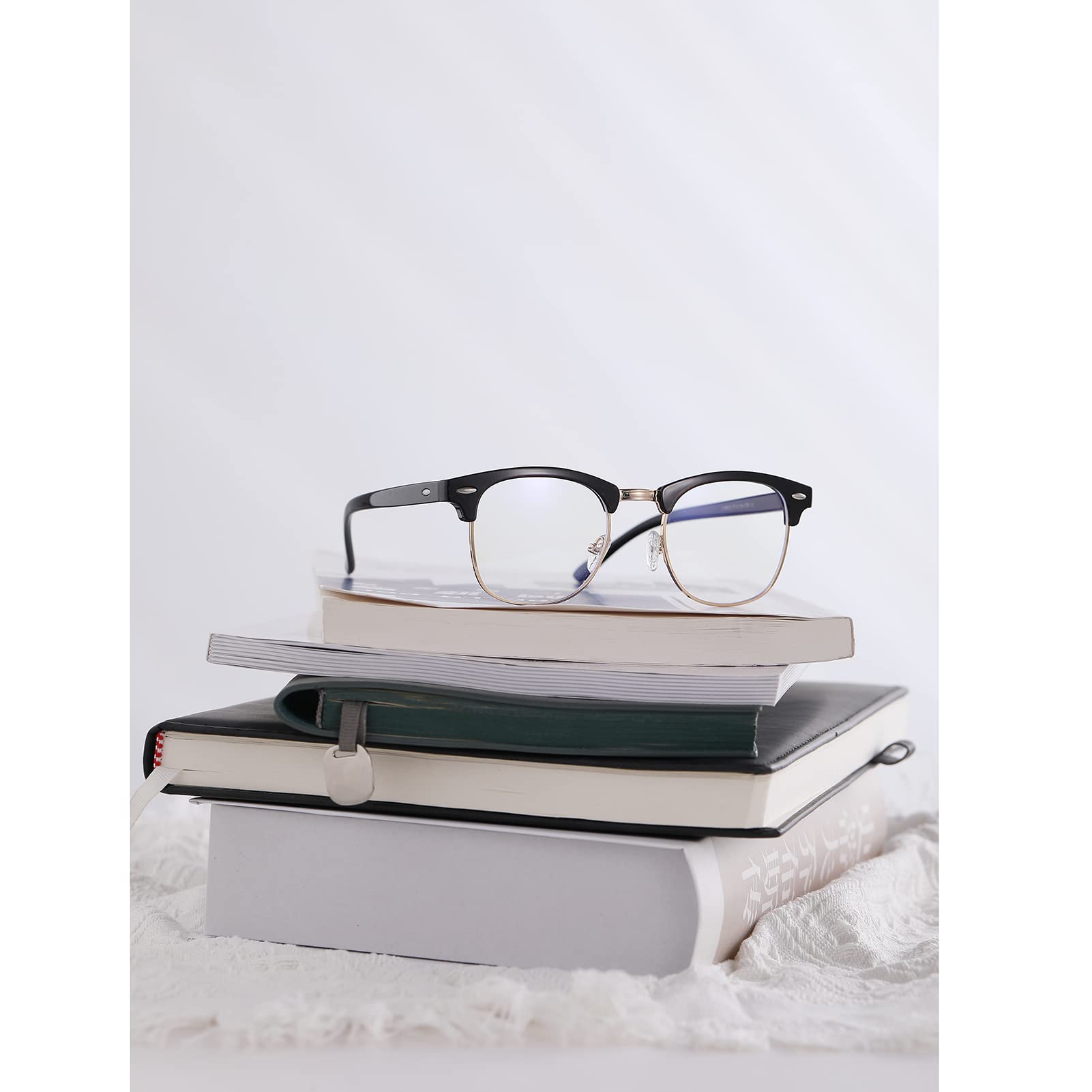 Pro Acme Glasses Semi Rimless Frame Clear Glasses(Black)