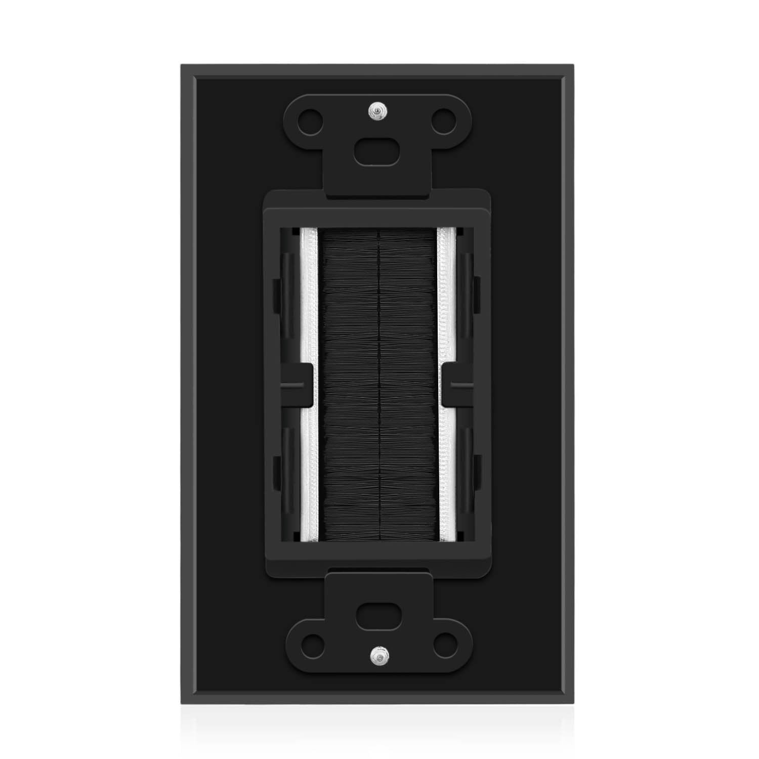 Tnp Brush Wall Plate (5 Pack)   Single Gang Cable Entry Access Brush Bristles Style Strap Opening Port Insert Socket Wiring Plug