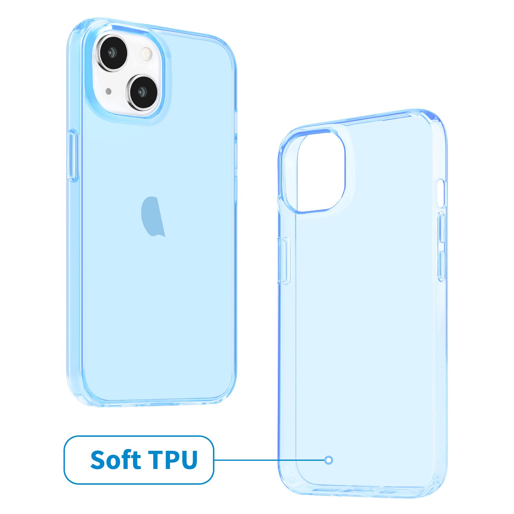 Jjgoo Compatible With Iphone 13 Case, Clear Blue Soft Shockproof Protective Slim Thin Phone Bumper Cover For Iphone 13 6.1 Inch