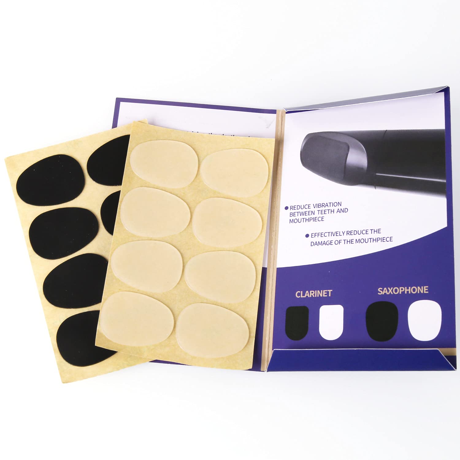 Alto/Tenor Saxophone Sax Mouthpiece Cushions Patches Pads,0.5Mm Black & White (16 Pcs)