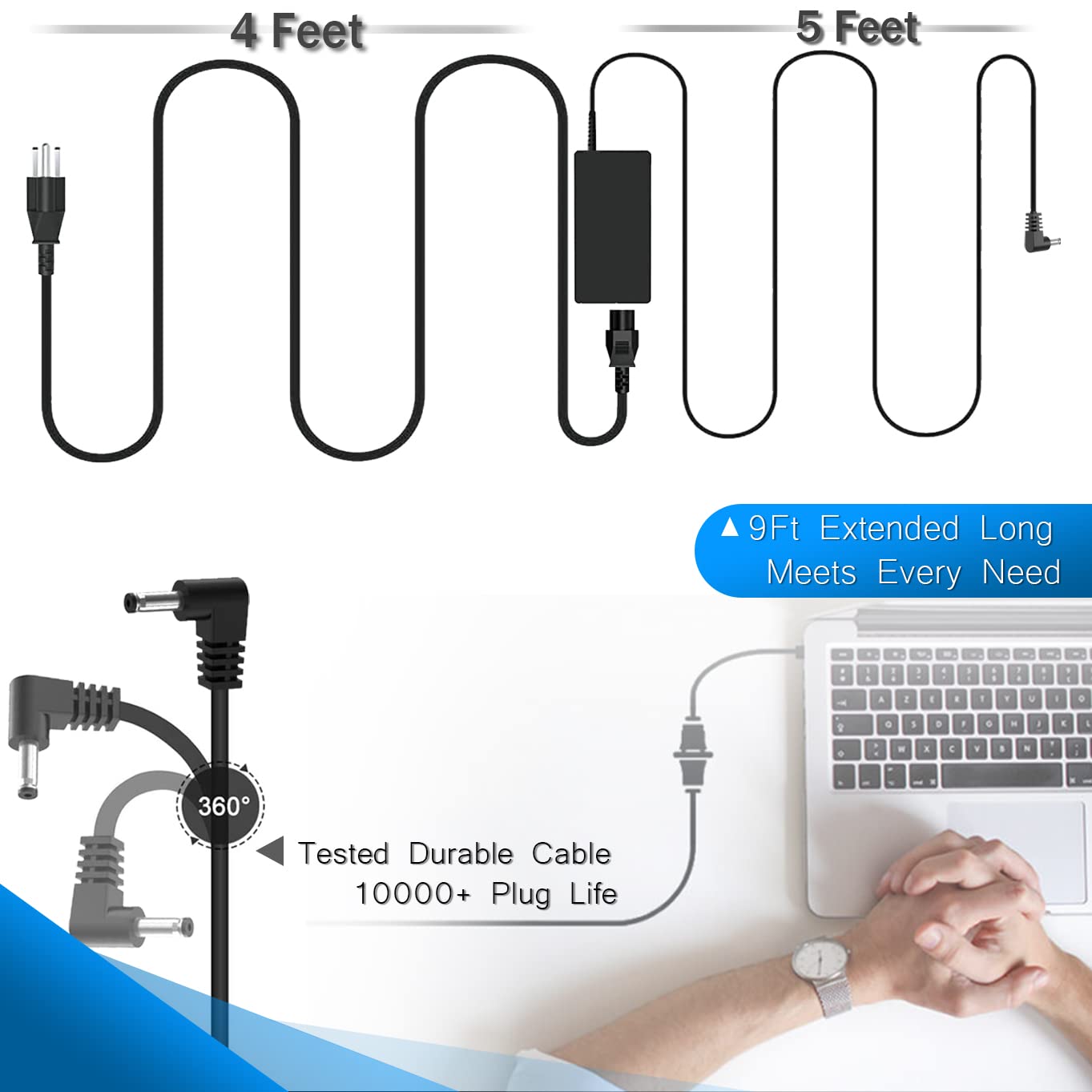 19V Laptop Charger For Gateway Gwtn156 1Bk Gwtn156 1Bl Gwtn156 4Bl Gwtn156 5Bk Gwtn156 7Bl Gwtn156 7Bk Gwtn141 4Bl Gwtn141 4Gr G