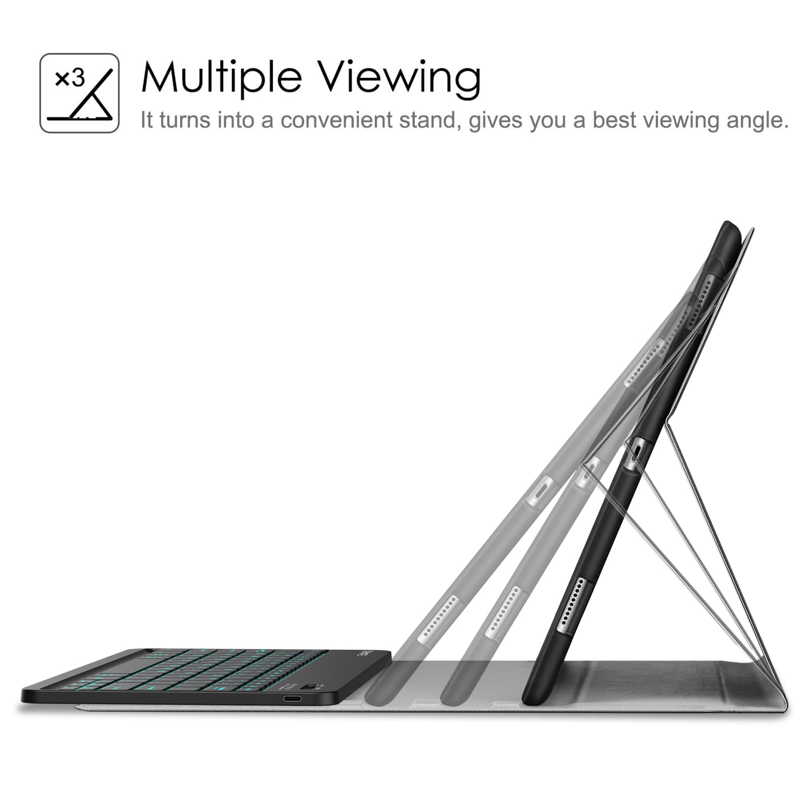 Fintie Keyboard Case   2017/2015 Ipad Pro 12.9 Inch (Old Model) 1St & 2Nd Gen Case, Soft Tpu Protective Cover, [7 Color Backlit]