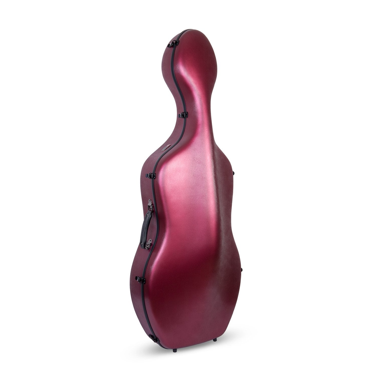 Crossrock Poly Carbon Cello Case for 4/4 Full-Size | Matte Red Finish, Wheels, Lightweight & Durable - Best for School Orchestra