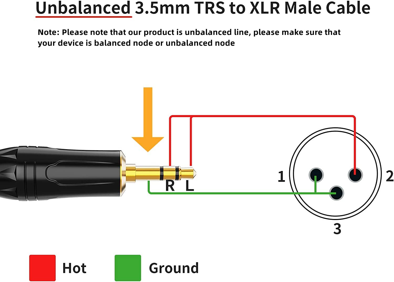 Cablecreation 3.5Mm To Xlr, 6 Feet 3.5Mm (1/8 Inch) Trs Stereo Male To Xlr Male Cable Compatible With Iphone, Ipod, Tablet, Lapt