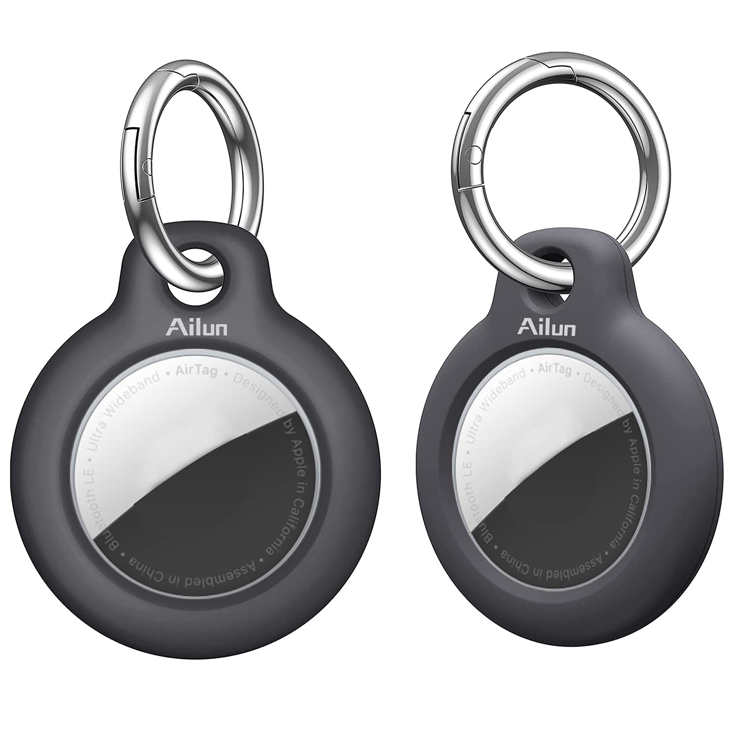 Ailun [2Pack] Hard Pc Cover For Airtag,Shockproof Loop With Keychain Ring Holder Skin Protector Protective Case Tracker Finder L