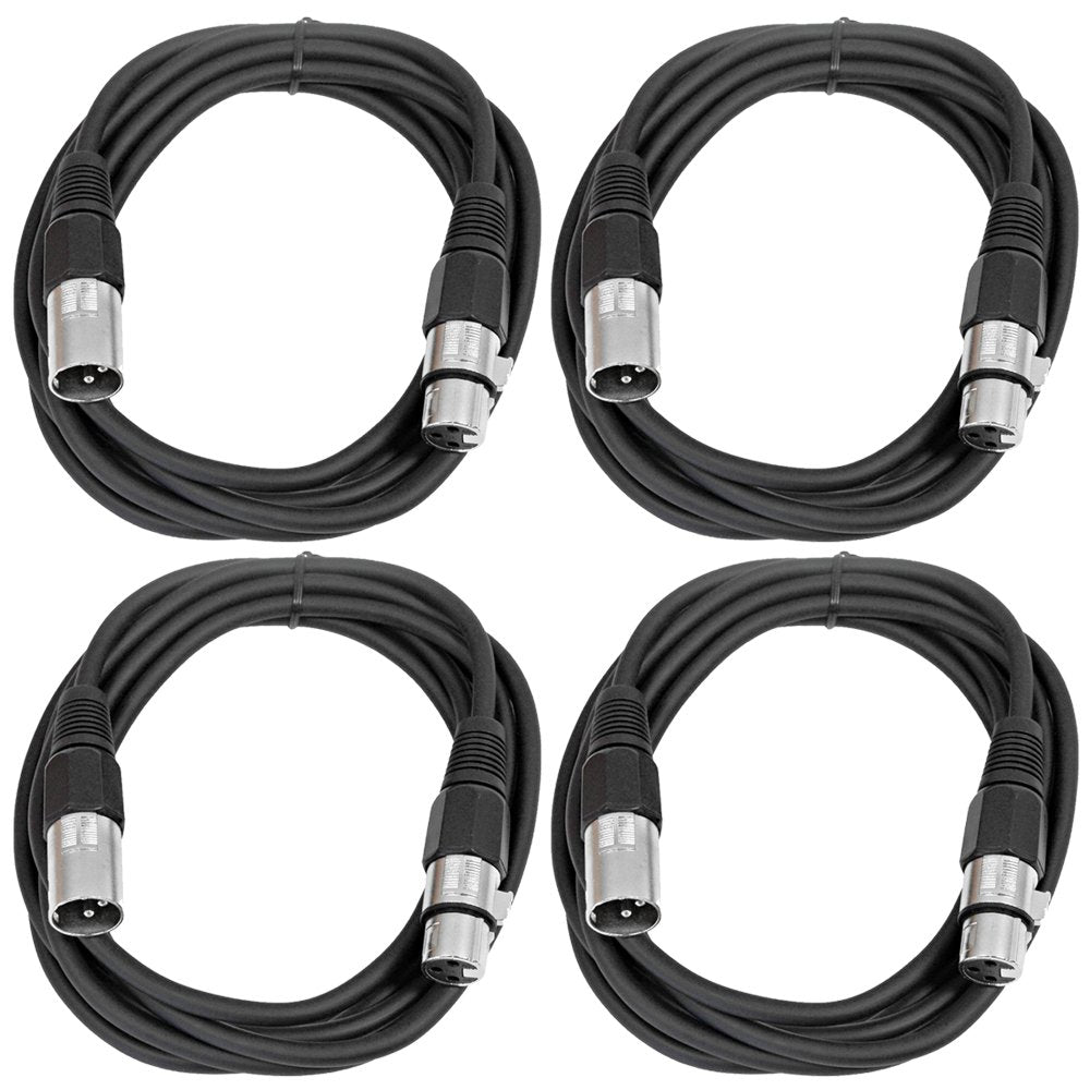 Seismic Audio - Saxlx-6-4 Pack Of 6' Xlr Male To Xlr Female Patch Cables - Balanced - 6 Foot Patch Cord - Black And Black