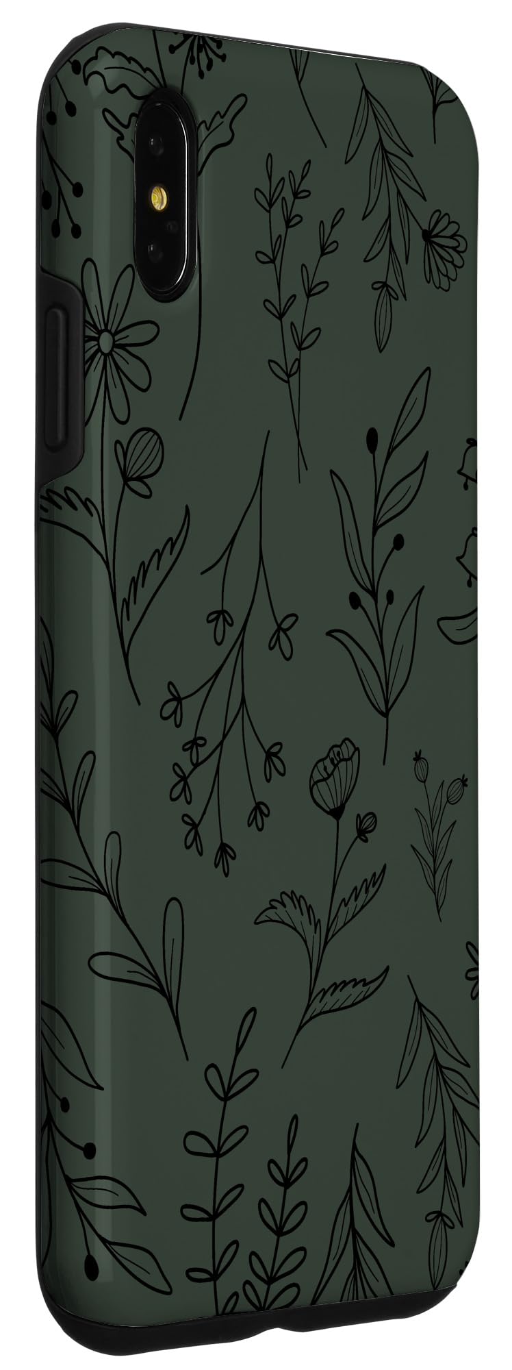 Iphone Xs Max Dark Green Wildflower Floral Flower Pattern Case