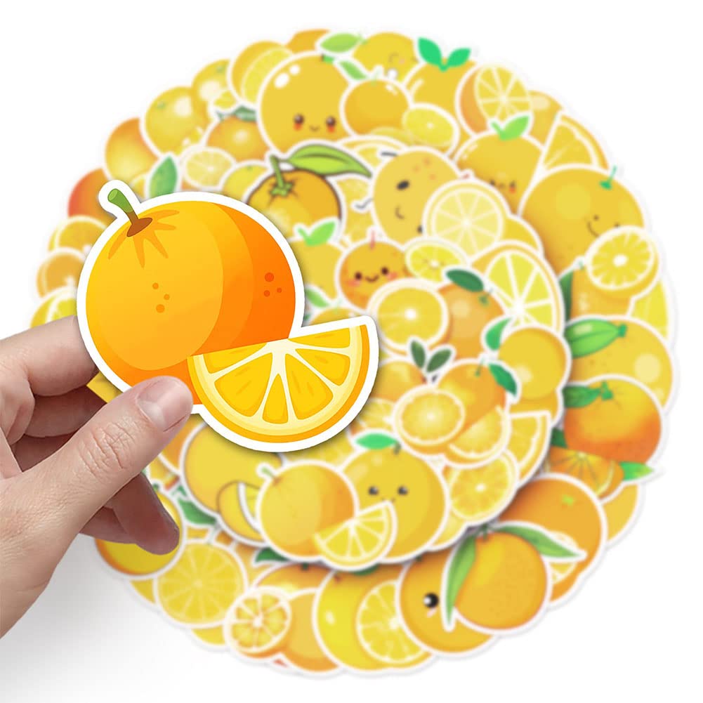 Orange Stickers |50Pcs Orange Waterproof Vinyl Decals For Water Bottles Laptop Luggage Cup Computer Mobile Phone Skateboard Guit