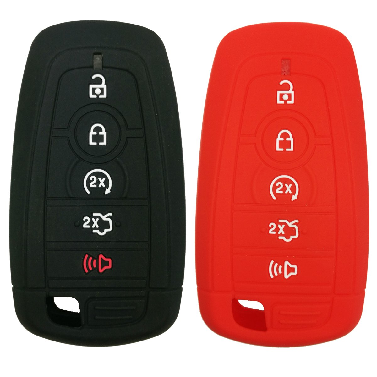 Coolbestda 2Pcs Rubber Key Fob Protector Case Keyless Entry Holder Cover Skin Jacket For 2018 2019 2020 2021 Ford Bronco Mustang