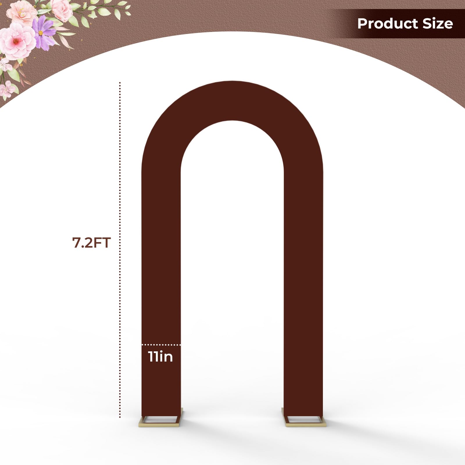 Babenest 7.2Ft Spandex Open Arch Backdrop Cover, Fitted Double Sided U Shaped Wedding Arch Cover, Round Top Chiara Stand Cover F