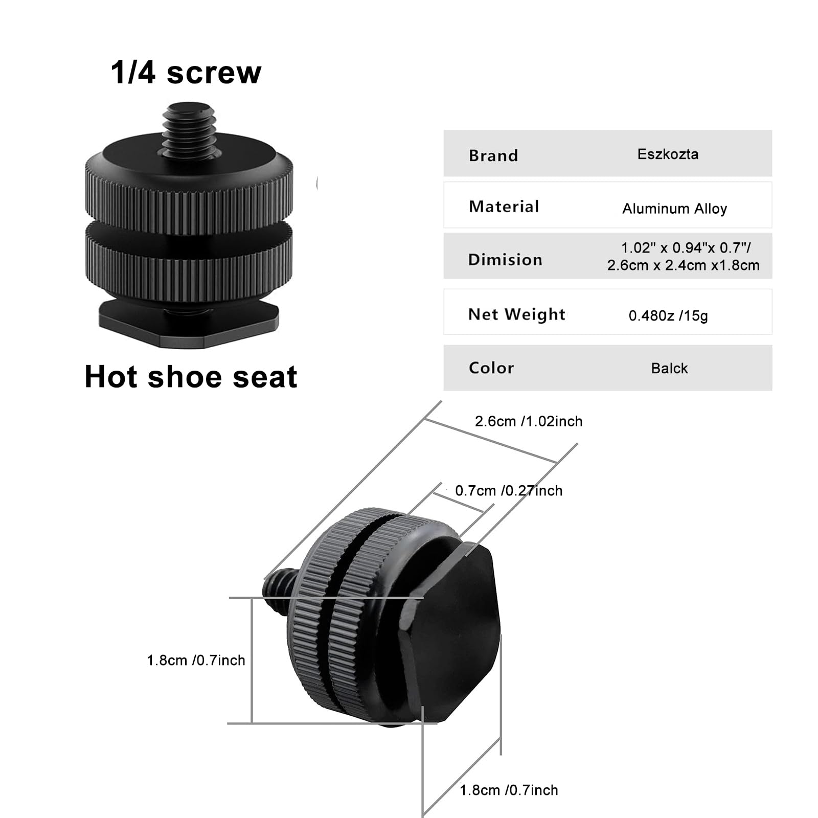 Camera Hot Shoe Mount(6 Pack) To 1/4'' 20 Tripod Screw Adapter Flash Shoe Mount For Dslr Camera Rig