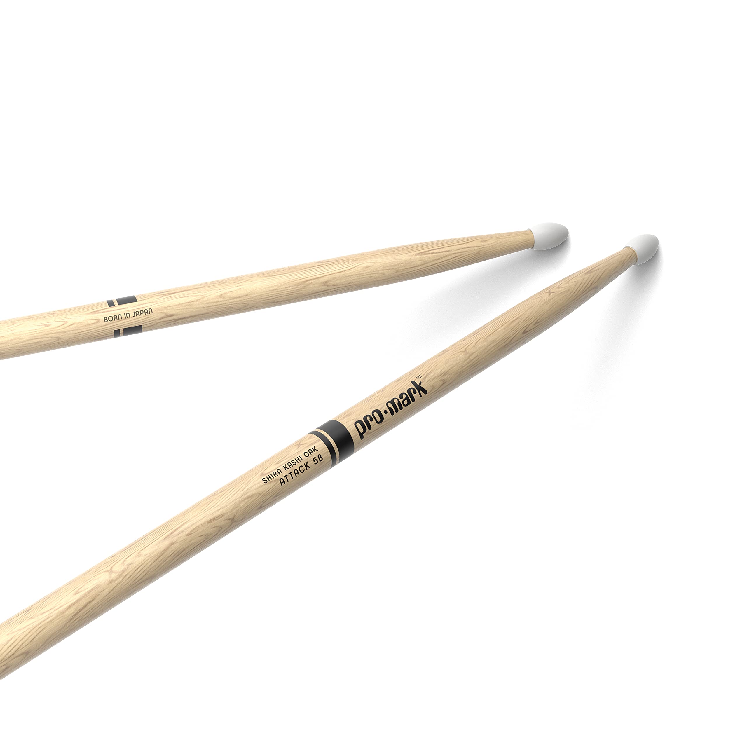 ProMark Drum Sticks - Classic Attack 5B Shira Kashi Oak Drumsticks, Oval Nylon Tip, One Pair