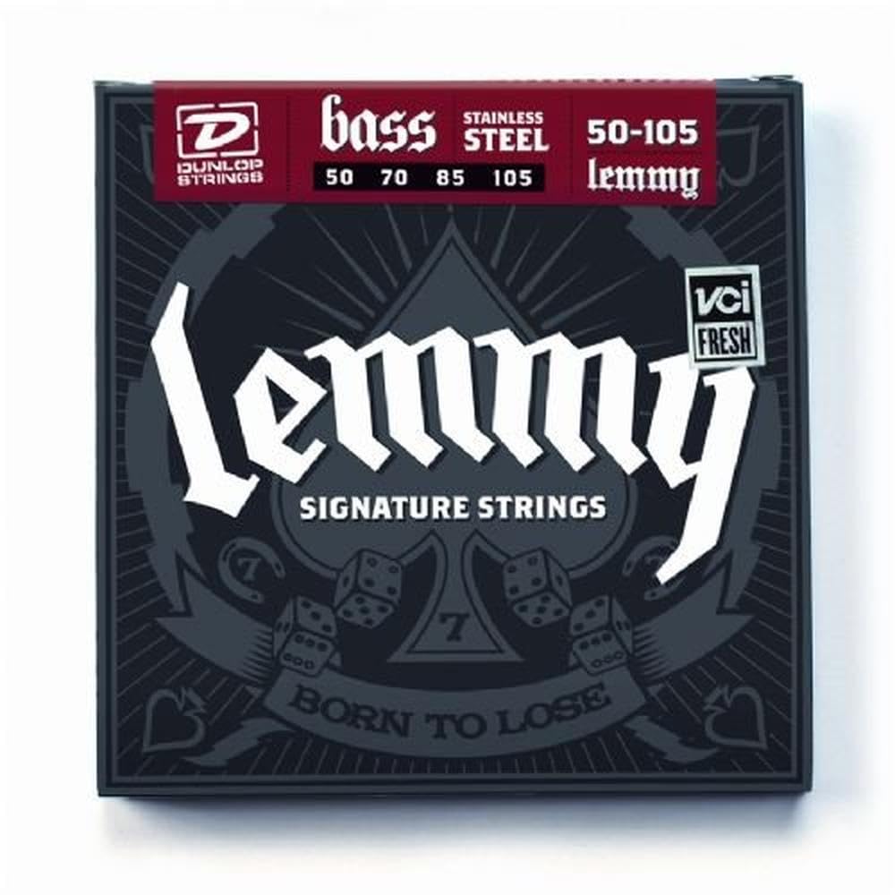Dunlop Lemmy Kilmister Icon Series Lks50105 Stainless Steel Signature Bass Strings 50-105 Gauge, 4-String Set