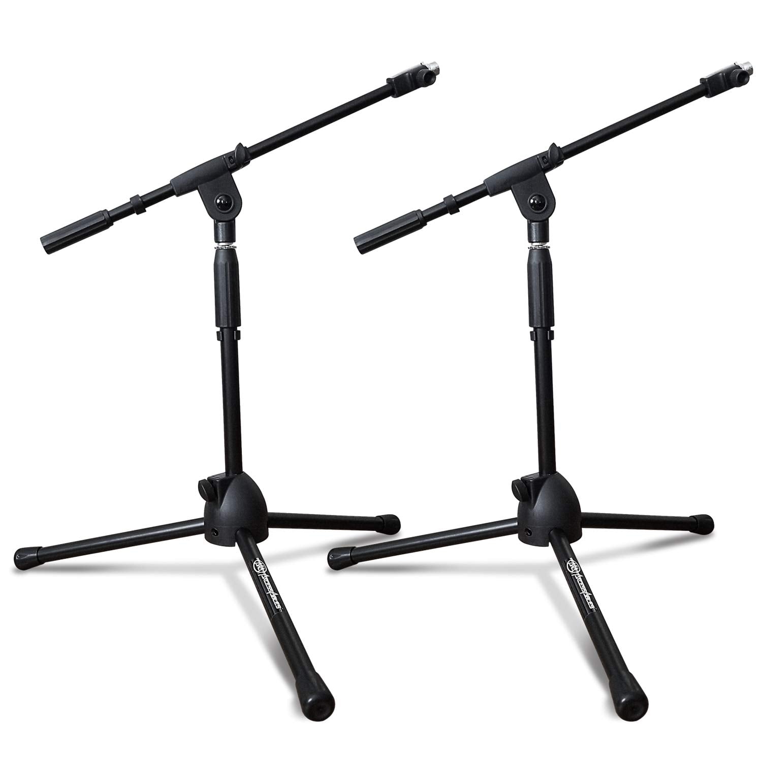 AxcessAbles Low-Profile Microphone Tripod Stand with Boom Arm | Adjustable Height Short Floor Mic Stand with Boom | Kick Drum Mi