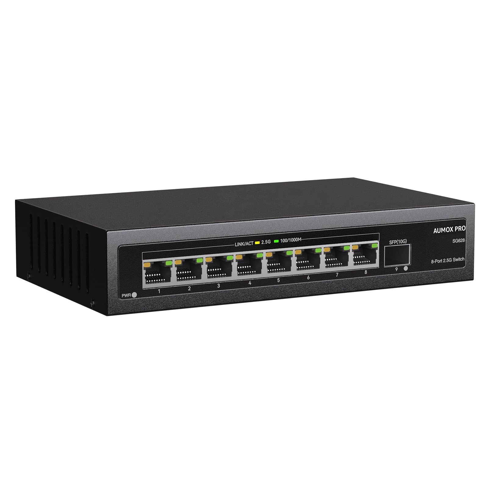 9 Port 2.5Gb Unmanaged Ethernet Switch With 8* 2.5G Base T Ports, 1*10G Sfp Ports, Aumox Pro 60Gbps Switching Capacity Compatibl