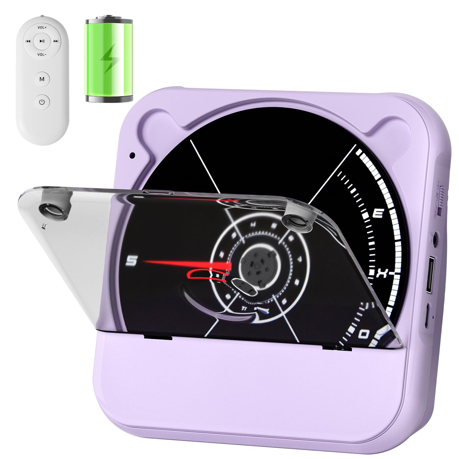 ENVYCLOUD Portable CD Player Bluetooth Rechargeable, Wireless Mini Desktop for Home with HiFi Speaker, Cute CD Player Remote Con