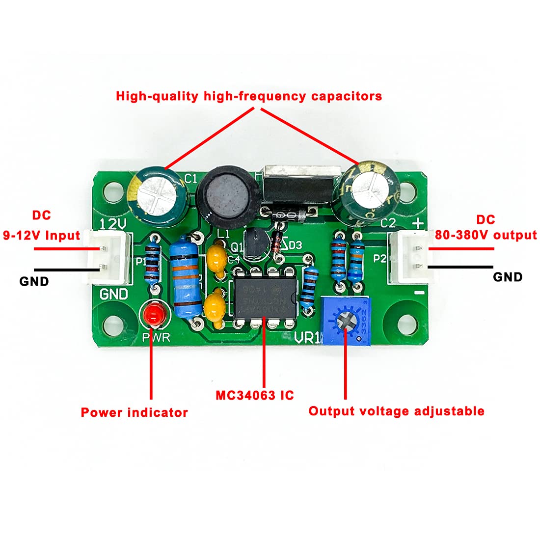 High Voltage Dc Dc Boost Power Supply Converter Module For Vintage Vacuum Nixie Tube, Magic Eye 6E2 Level Indicator 9V 12V Dc In