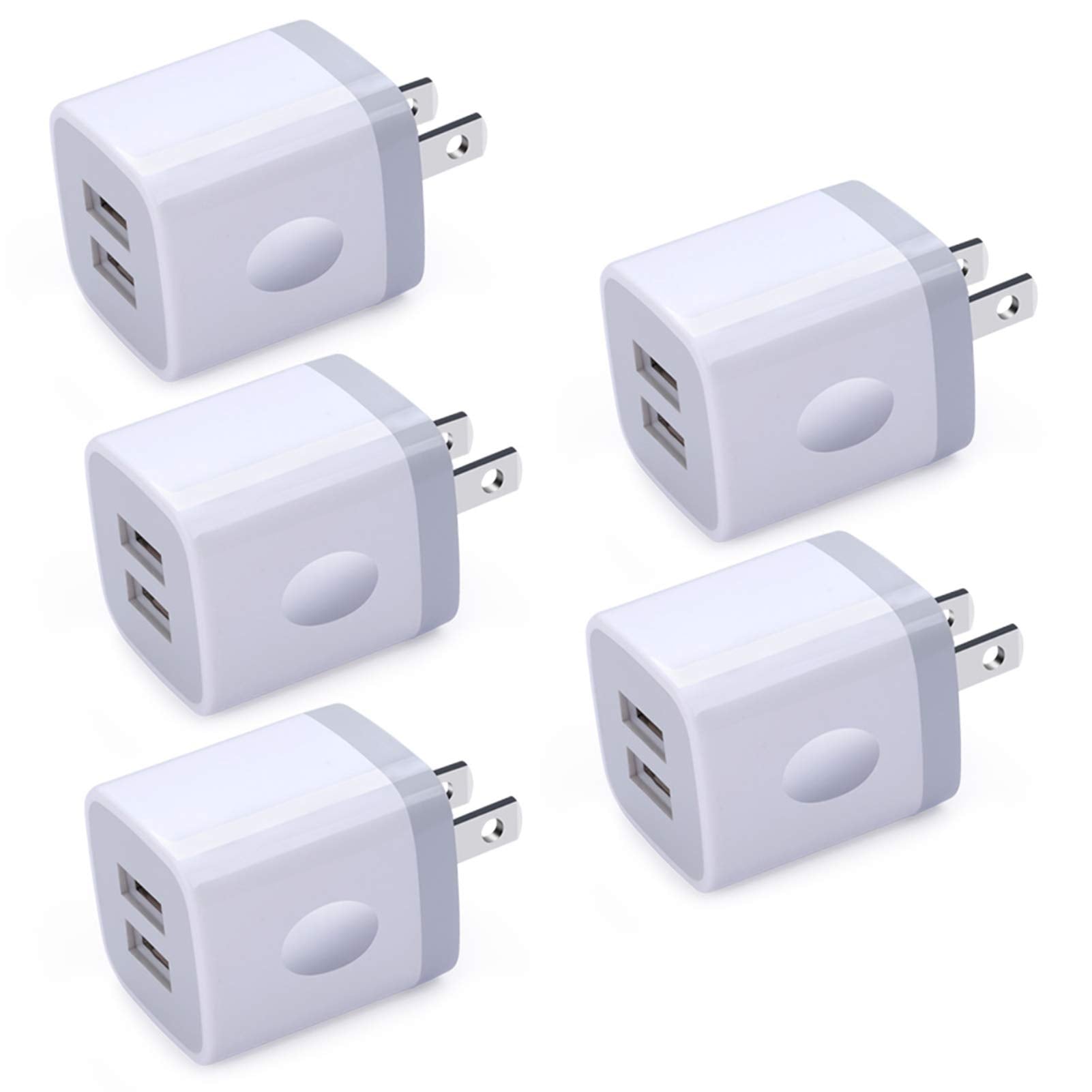 Usb Wall Charger,Charging Block,5Pack 2.1A Quick Dual Port Plug Charger Box Cubes For Iphone 14 13 12 11 Pro Max Xr 8 7 6 Plus,S