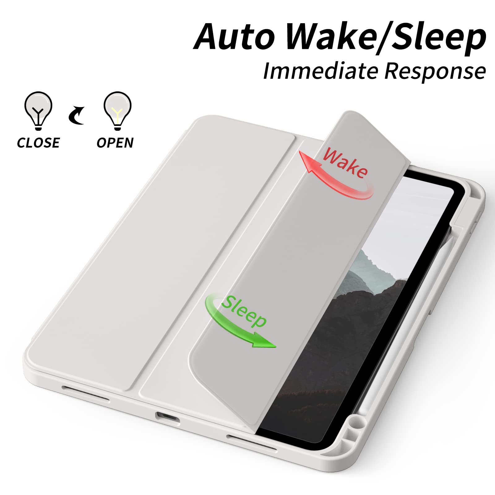 Aoub New Ipad Pro 12.9 Inch Case 6Th Generation 2022/5Th Gen 2021/4Th Gen 2020 With Pencil Holder, Auto Wake/Sleep, Trifold Smar