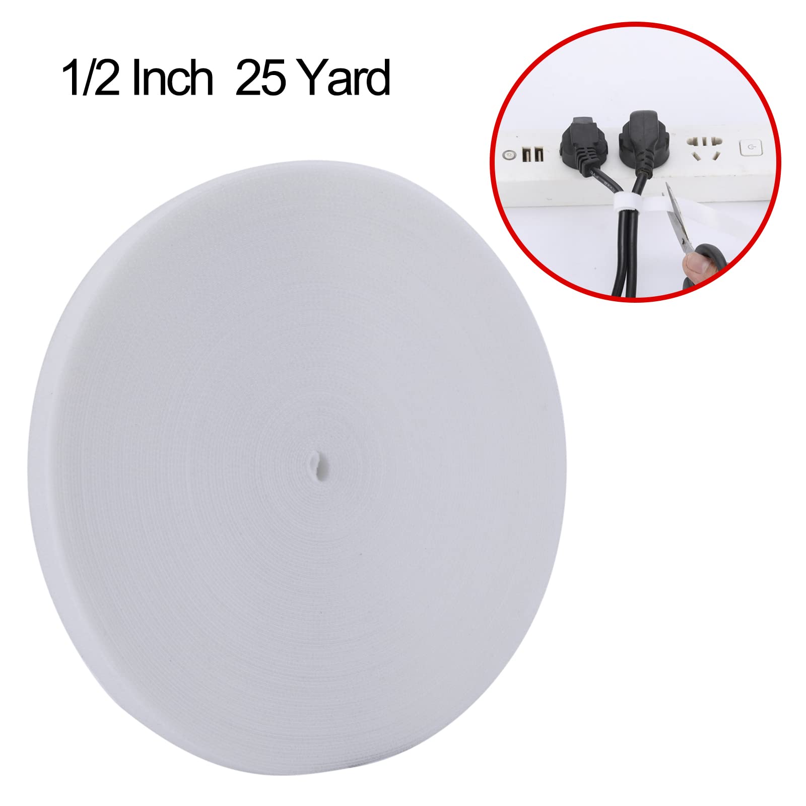 XINYIBO Reusable Cable Ties Double Sided Hook and Loop MLMAST-102475 Nylon White 1/2 Inch 25 Yards
