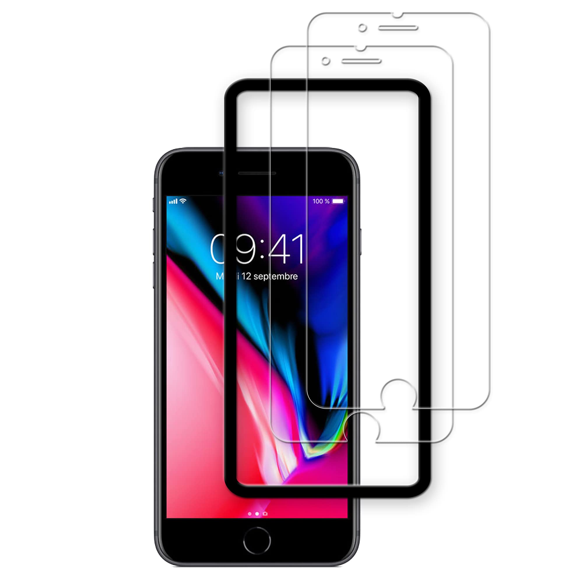 Hkkais Easy Alignment Frame Designed For Iphone8 Plus / Iphone7 Plus Tempered Glass Screen Protector Film 2 Pack