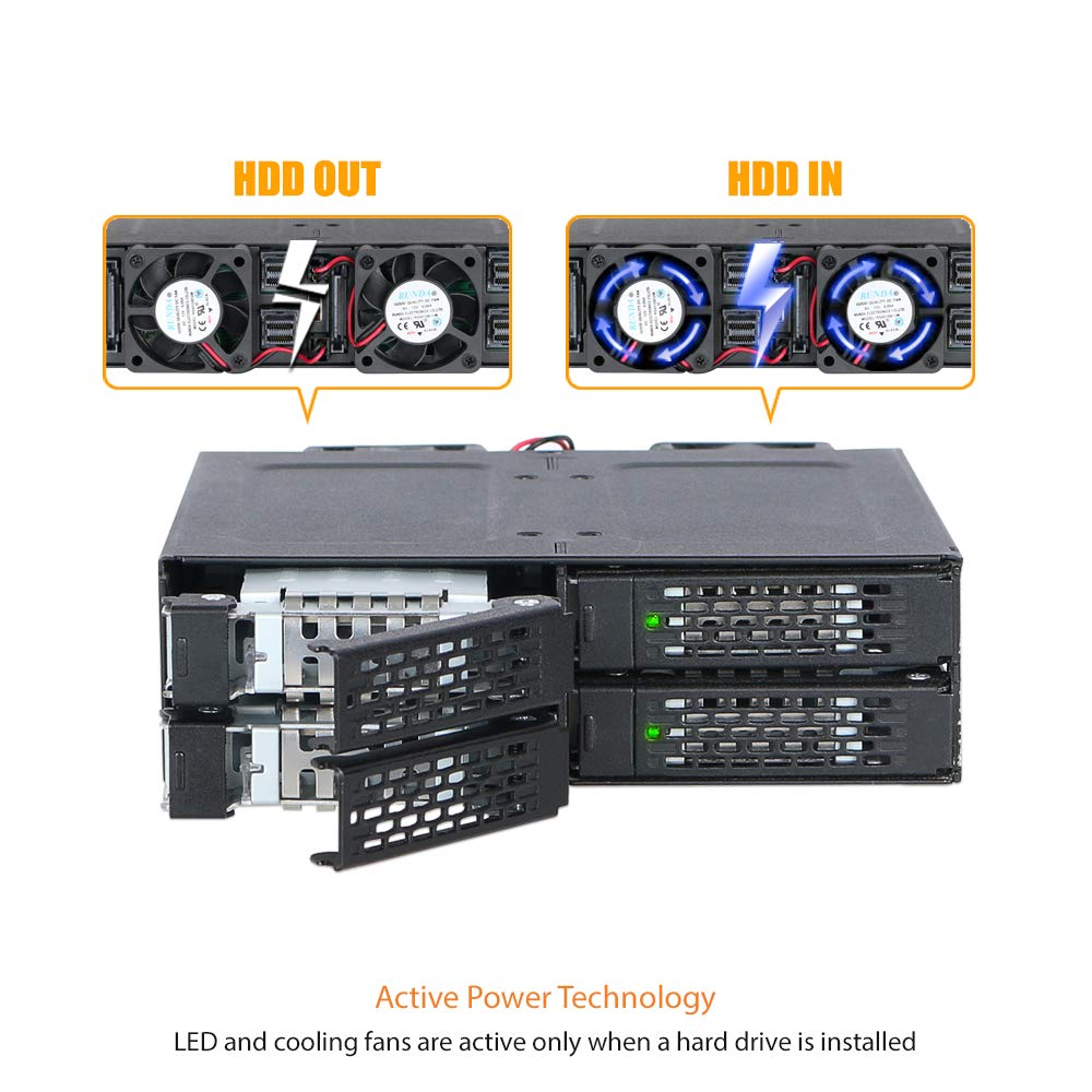 ICY DOCK 4 Bay 2.5 NVMe U.2/U.3 SSD PCIe 4.0 Rugged Mobile Rack Enclosure for 5.25' Bay (4 x Mini SAS HD) | ToughArmor MB699VP B