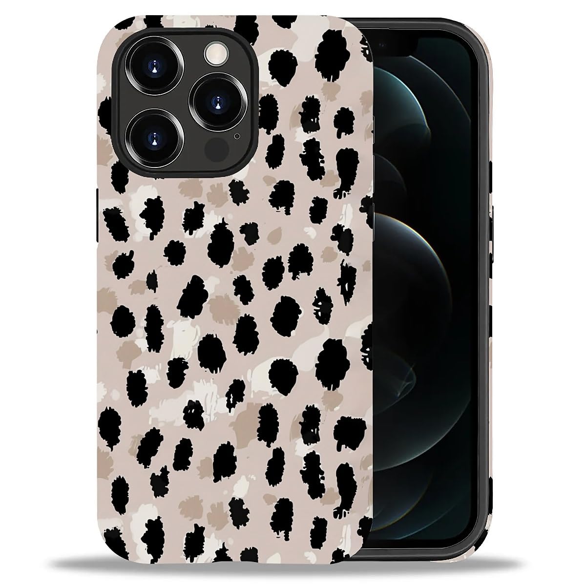 WANKBLC Compatible with iPhone 12 Pro Max Matte Case, Cute Black Brown Leopard Print Pattern for Girl Full Body Design Soft Sili