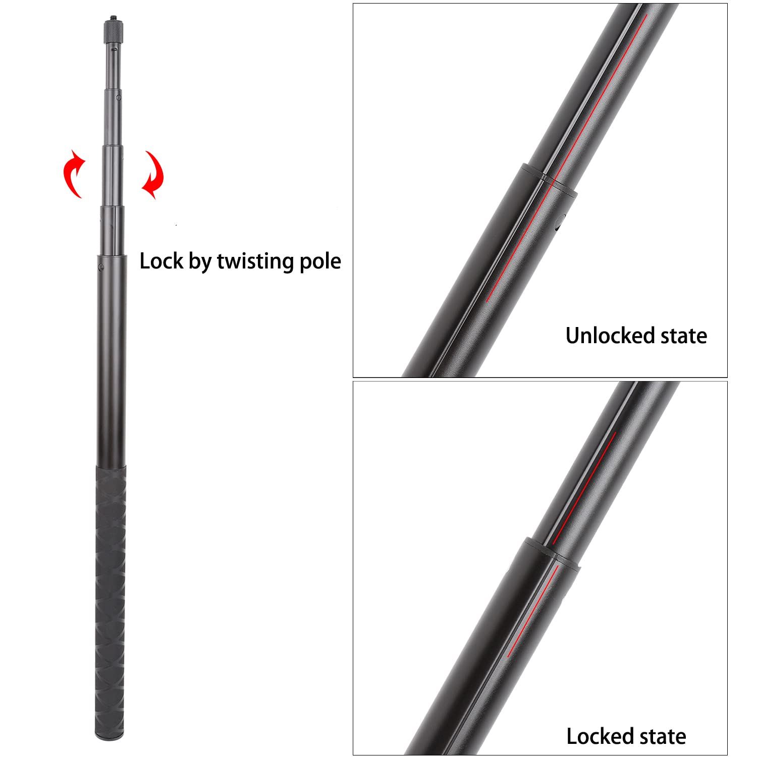 Pellking Long 77Inch Invisible Selfie Stick For Insta360 One X4, X3, X2, X, Insta360 One R, Rs, Insta 360 Camera 1/4' Extended Monopod Pole