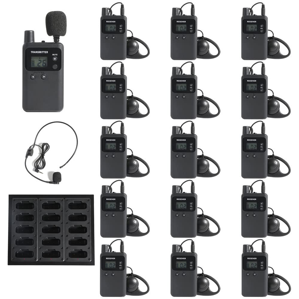 Agj Wireless Tour Guide System Rechargeable 1 Transmitter 15 Receivers 1 Charger Simultaneous Interpretation System Court Church