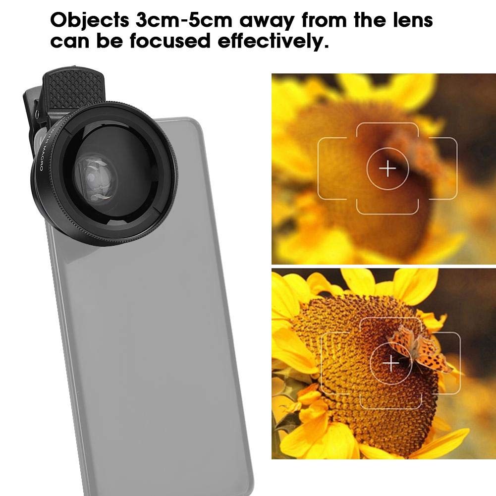 Cell Phone Lens Attachment, 2 In 1 Clip On Mobile Phone 0.45X Wide Angle + 12.5X Macro Lens Hd For Smartphone Close Up Shooting