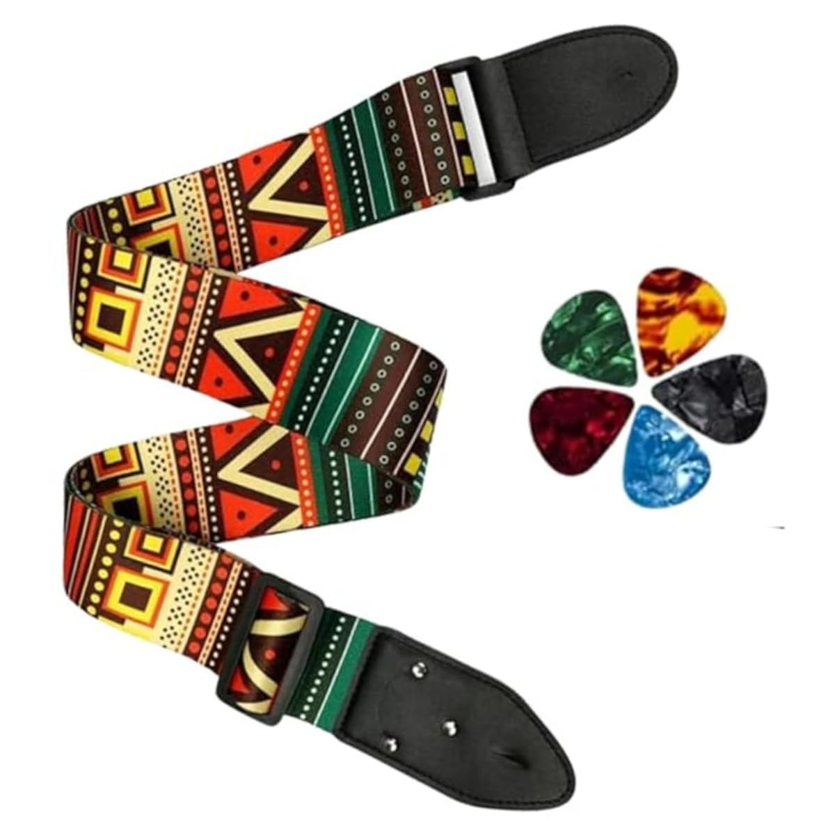 DEVICE OF URBAN INFOTECH Guitar Strap for Acoustic & Electric Guitar with Leather End Adjustable Buckle Bohemian Guitar Straps M