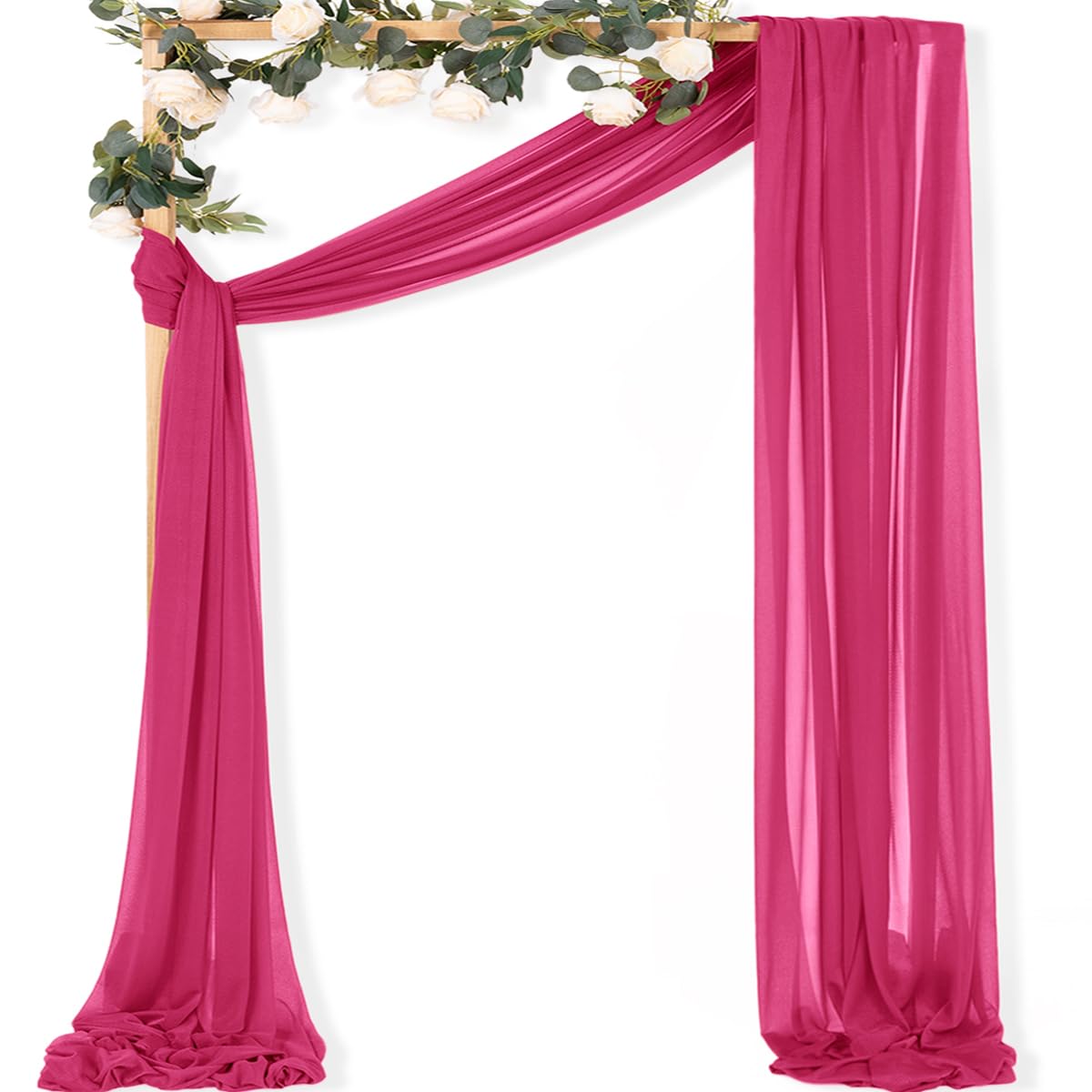 Mlmc Fuchsia Wedding Arch Draping Fabric 4 Panels 29'' X 6.6 Yards Extra Long Chiffon Drapery Sheer Backdrop Curtains 20Ft Outdo