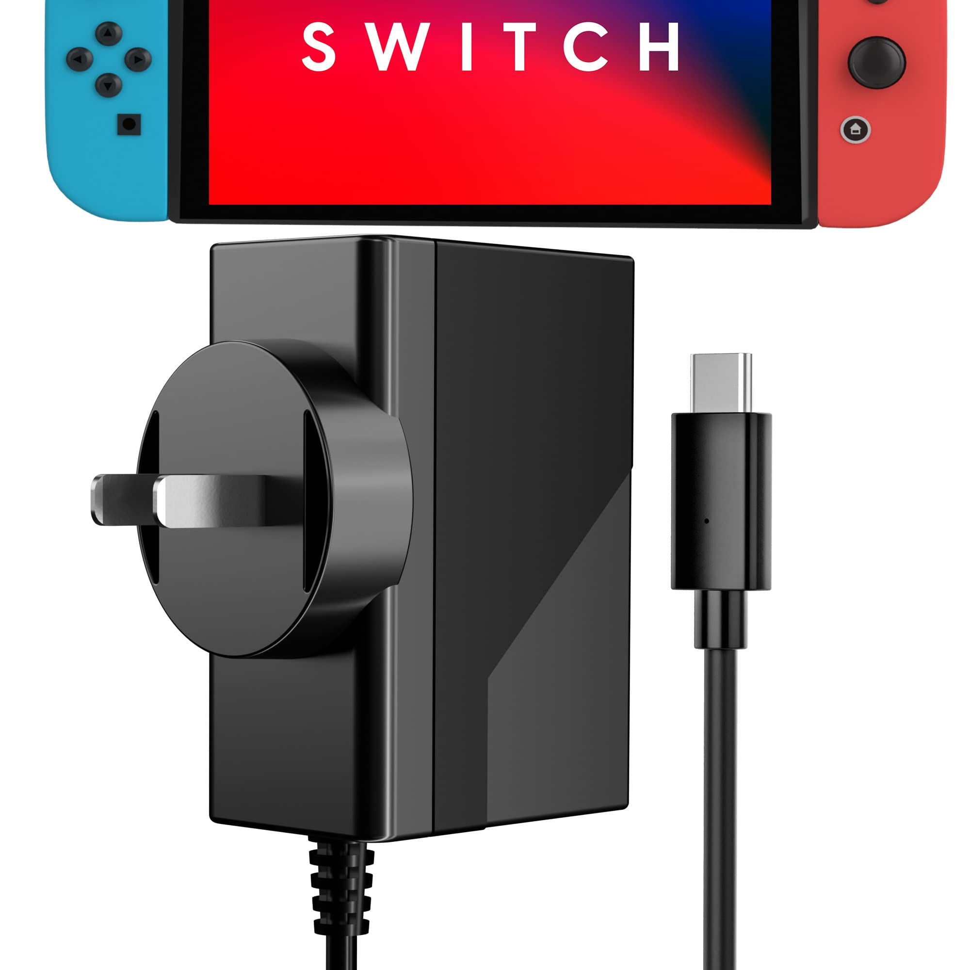 TalkWorks Nintendo Switch AC to USB-C Wall Charger - 5 Outlet Charging Cable Plug, Charge & Play For NES Gaming System Console