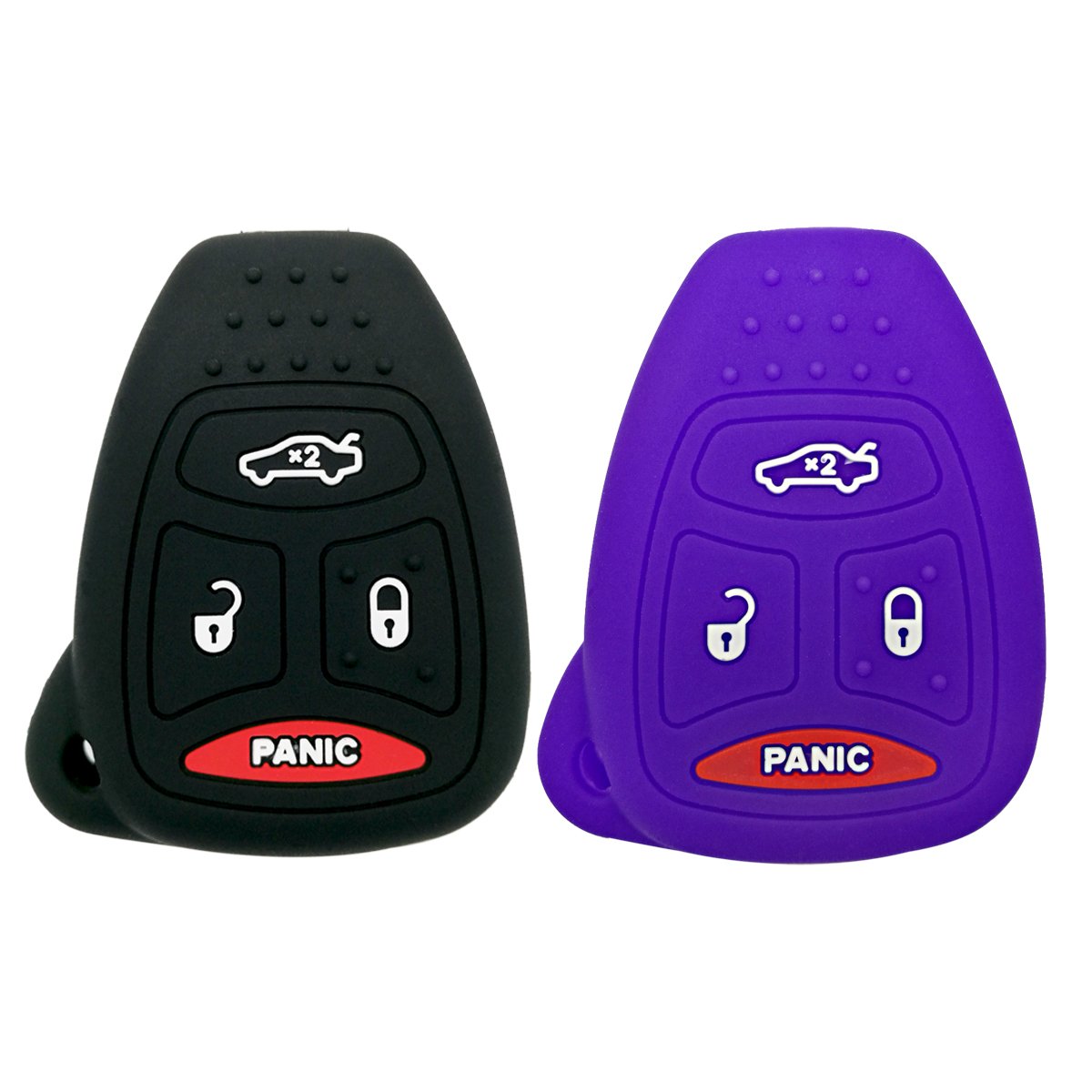Coolbestda 2Pcs Rubber 4Buttons Key Fob Protector Remote Skin Cover Case Keyless Jacket For Chrysler 200 300 Pt Cruiser Dodge Ch