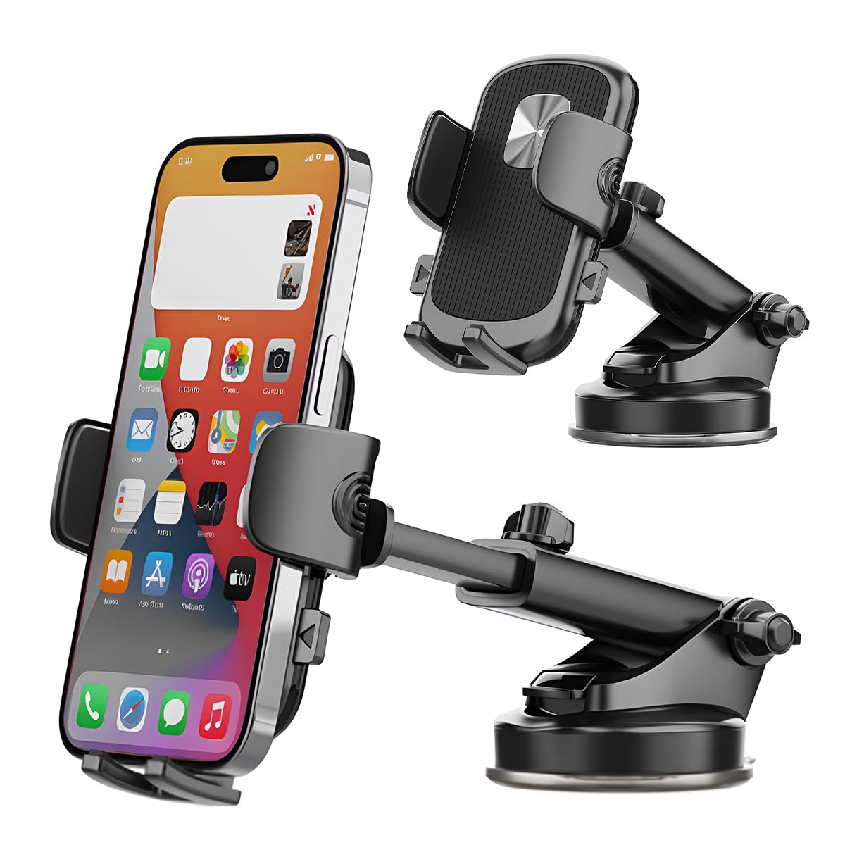 Sandfren Car Phone Holder, Strong Suction Cup Vehicle Dashboard Smartphones Mount, Stable Silicone Clamp Extendable Automotive C