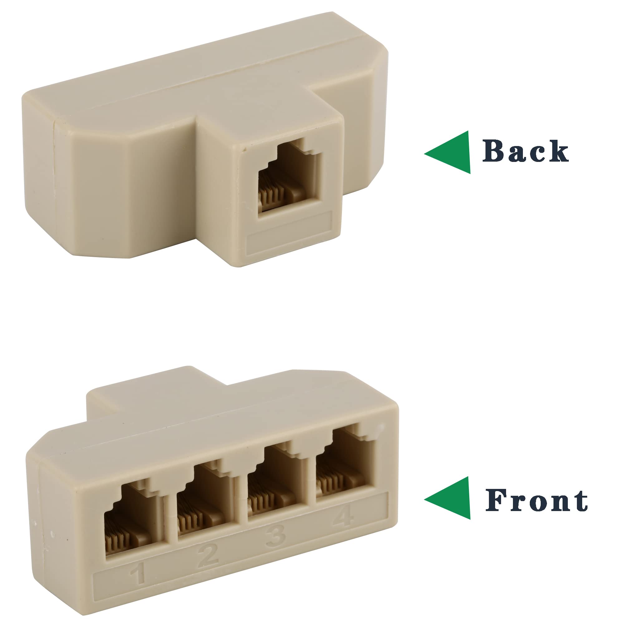 Phone Splitter Way Telephone Adapter Rj11 6P4C Female To Females For Landline And Fax  1Pack (4 Way)