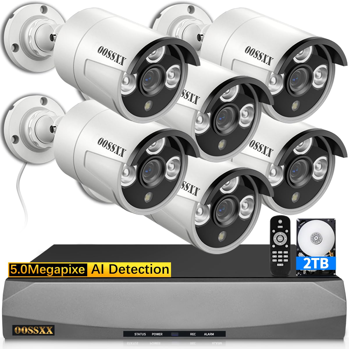 Oossxx (Hd 2.7K 5.0Mp With Audio) Outdoor Wired Security Camera Systems Poe Outdoor Surveillance Video System