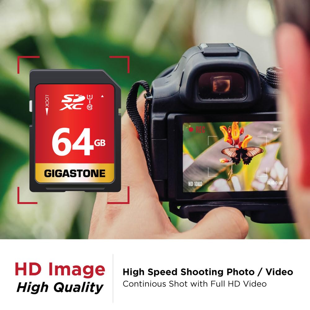 Gigastone 64GB SD Card UHS I U1 Class 10 SDXC Memory Card High Speed Full HD Video Canon Nikon Sony Pentax Kodak Olympus Panasonic Digital Camera
