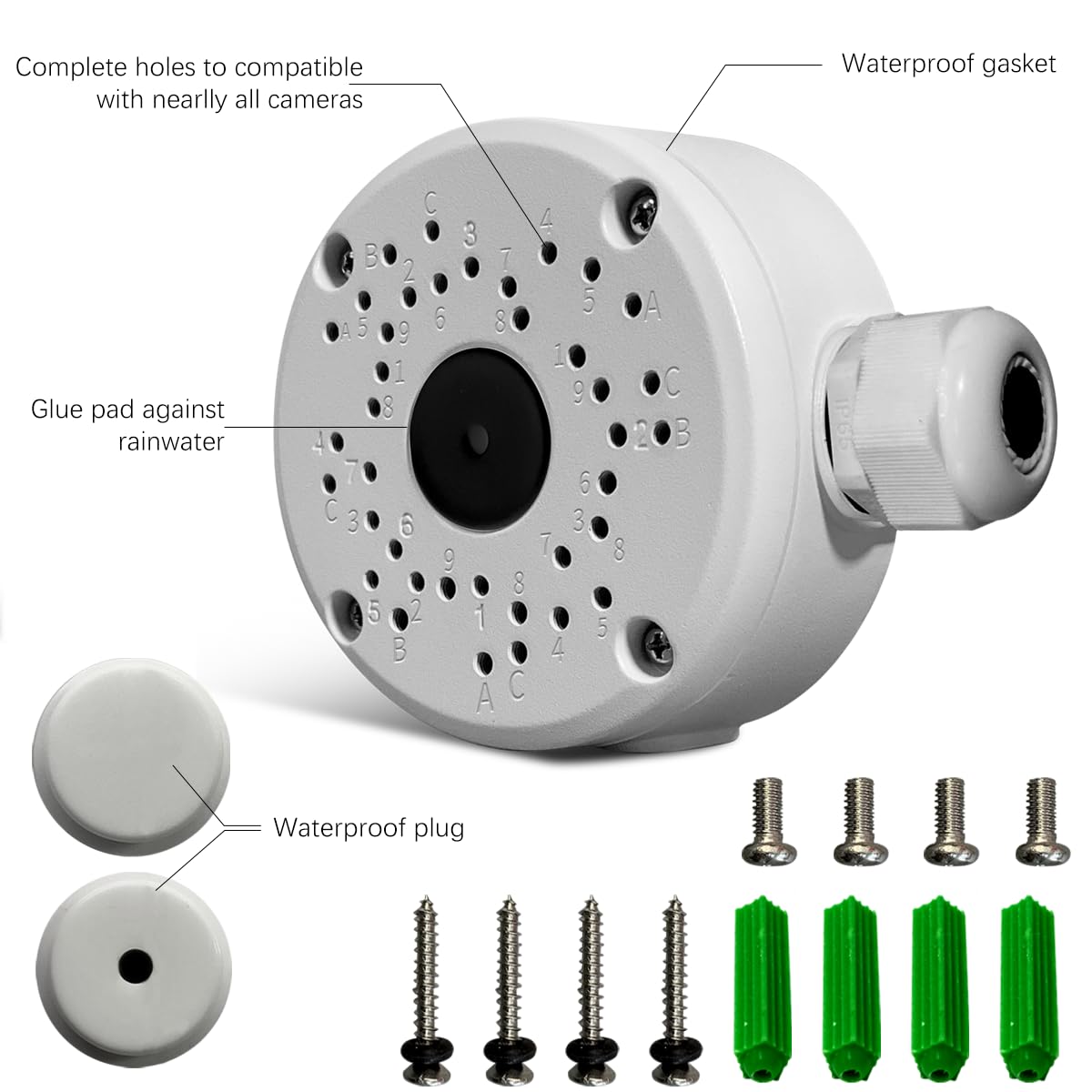 New Upgrade Security Camera Junction Box,Universal Ip Camera Mount,Security Camera Bracket Outdoor,Metal Aluminum Waterproof Security Camera Mount,Blink Camera Mount